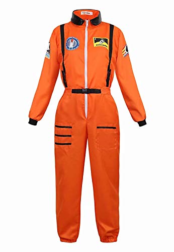 Disfraz de astronauta adulto Josamogre disfraz de Halloween para mujer misión espacial cosmonauta naranja S